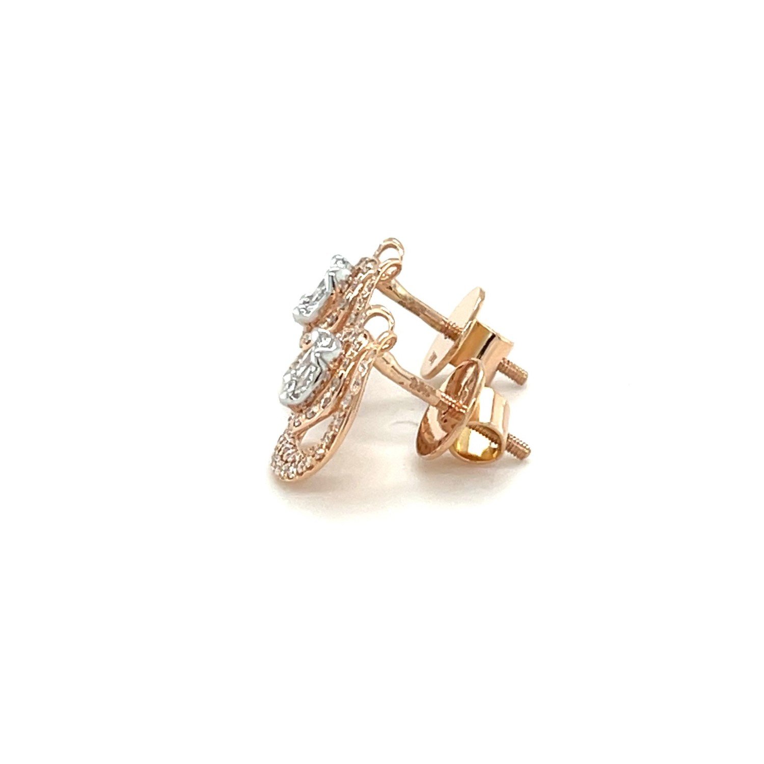 Elegant Double Halo Rose Gold Diamond Stud Earrings